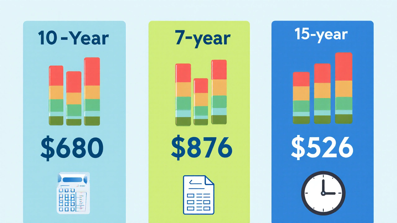 Illustration of three loan term options with monthly payments displayed.