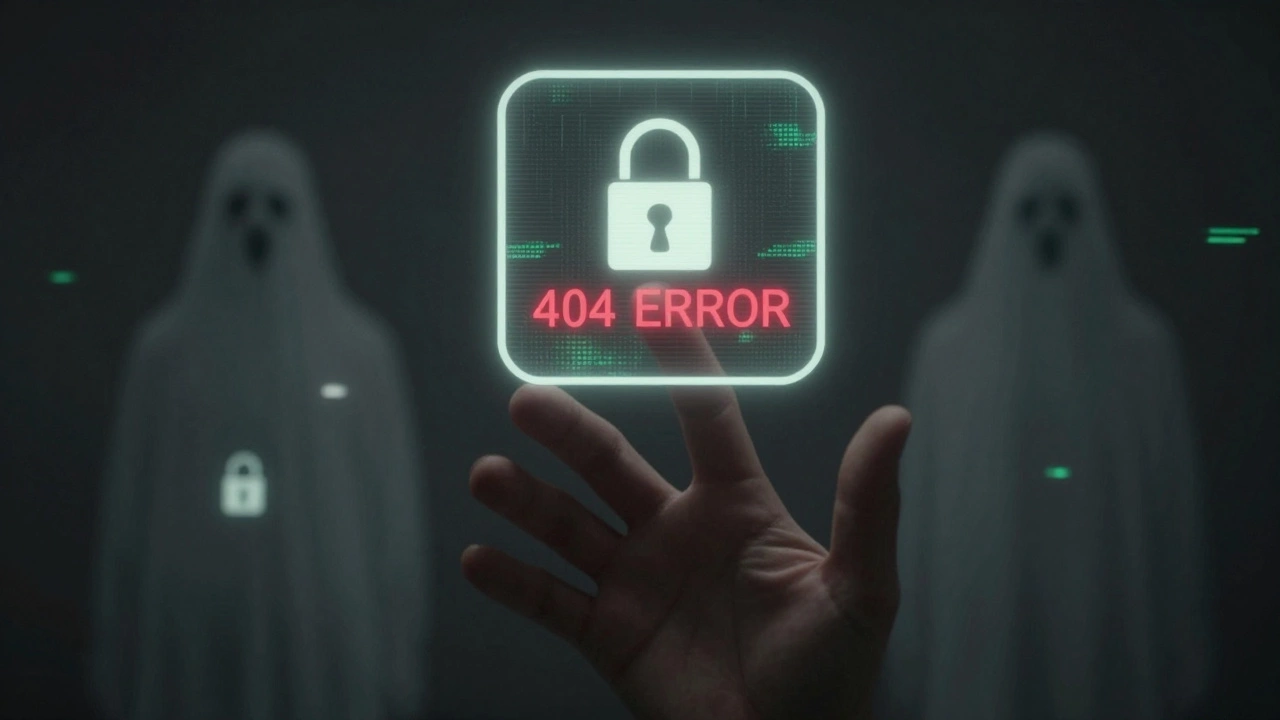 A hand reaching for a digital wallet with a broken lock and error message in darkness.