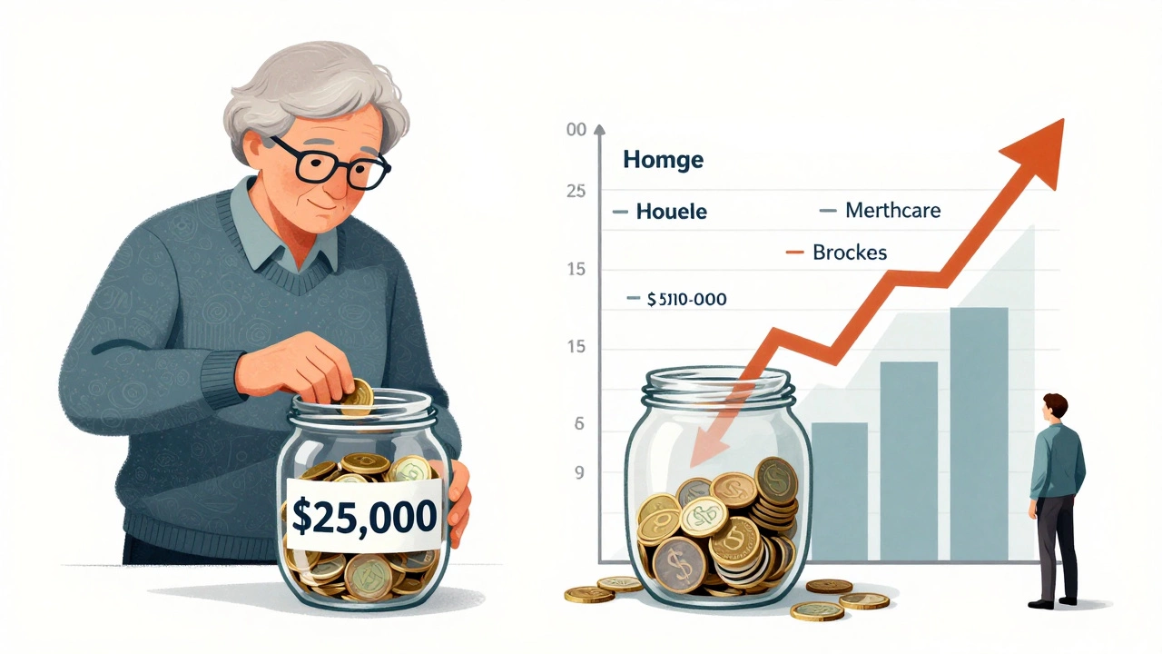 A visual breakdown of retirement savings being eroded by inflation, with Superannuation as a steady support.