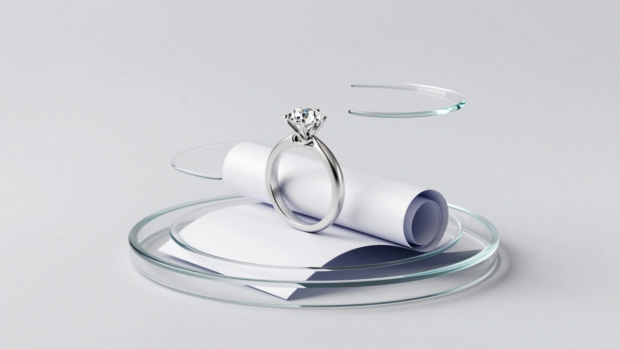 Jewelry and bundled scrolls over house foundation with shield layers.