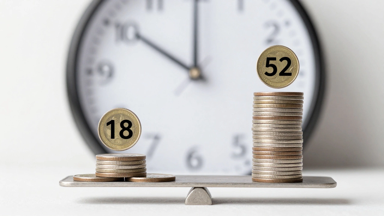 Scale balancing small and large piles of coins representing interest earned on 00 in 2026.