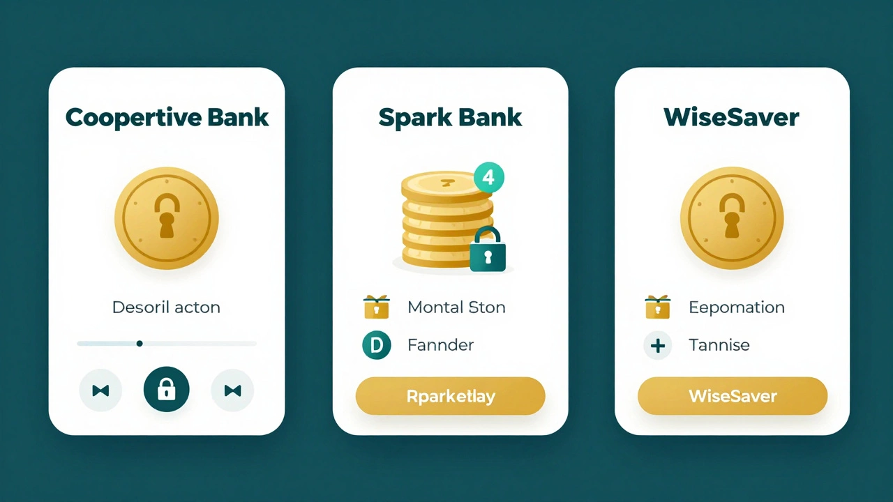 Three digital banking interfaces displaying requirements for high-interest savings accounts.
