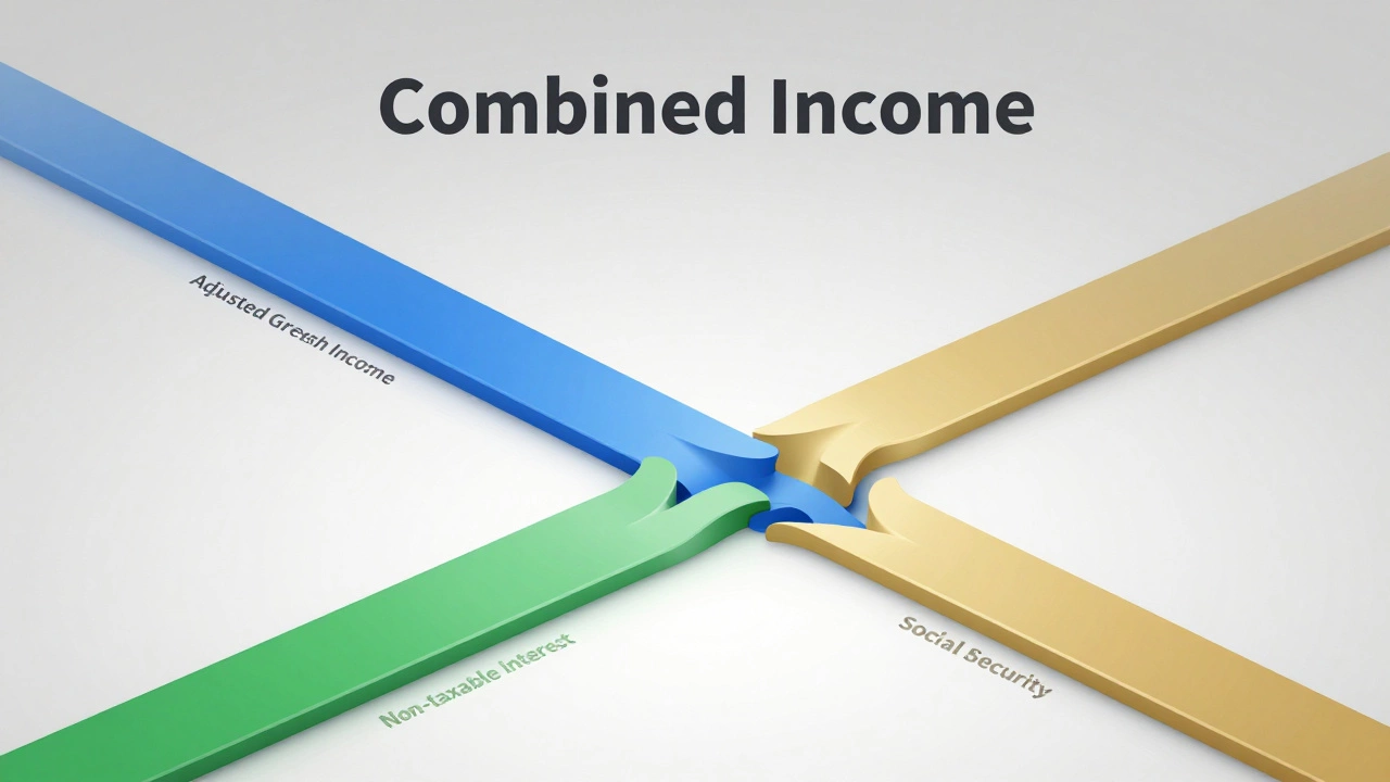 3D illustration showing three income streams merging into one combined total.