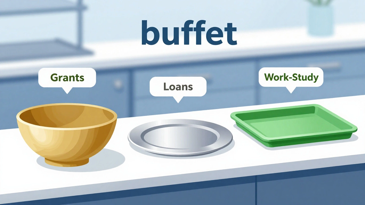 Buffet metaphor illustrating fixed limits on different types of student aid