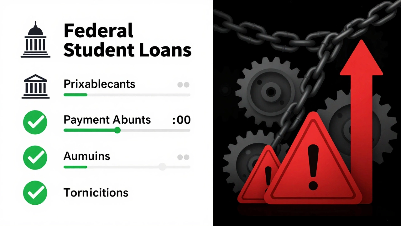 Comparison graphic showing federal vs private student loan differences