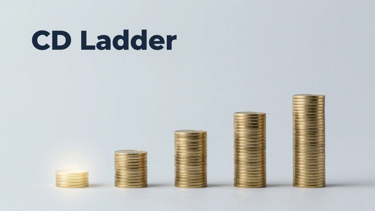Gold steps rising diagonally representing a CD ladder
