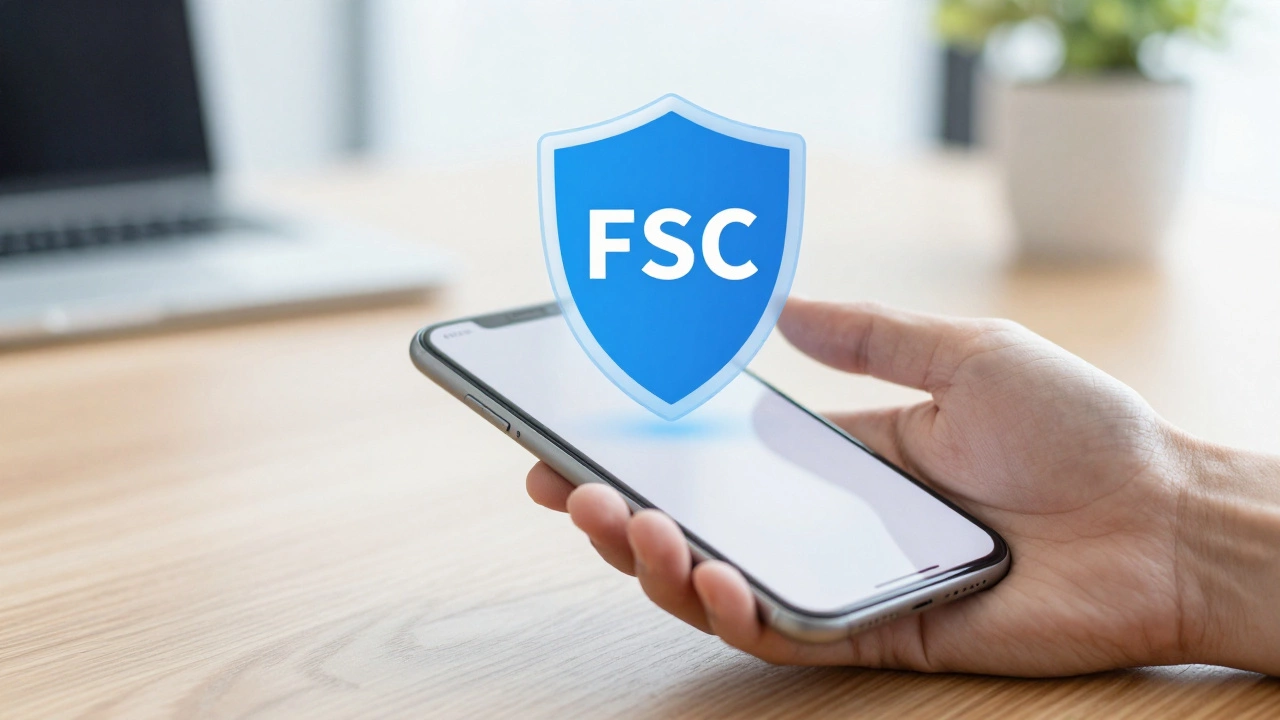 Hand holding phone with digital shield symbolizing bank security