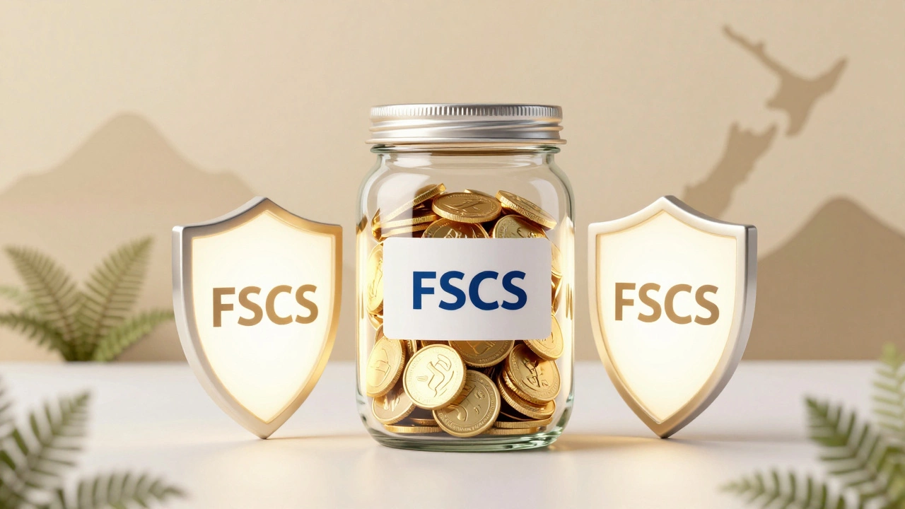 Glass jar of coins protected by light shields symbolizing bank safety