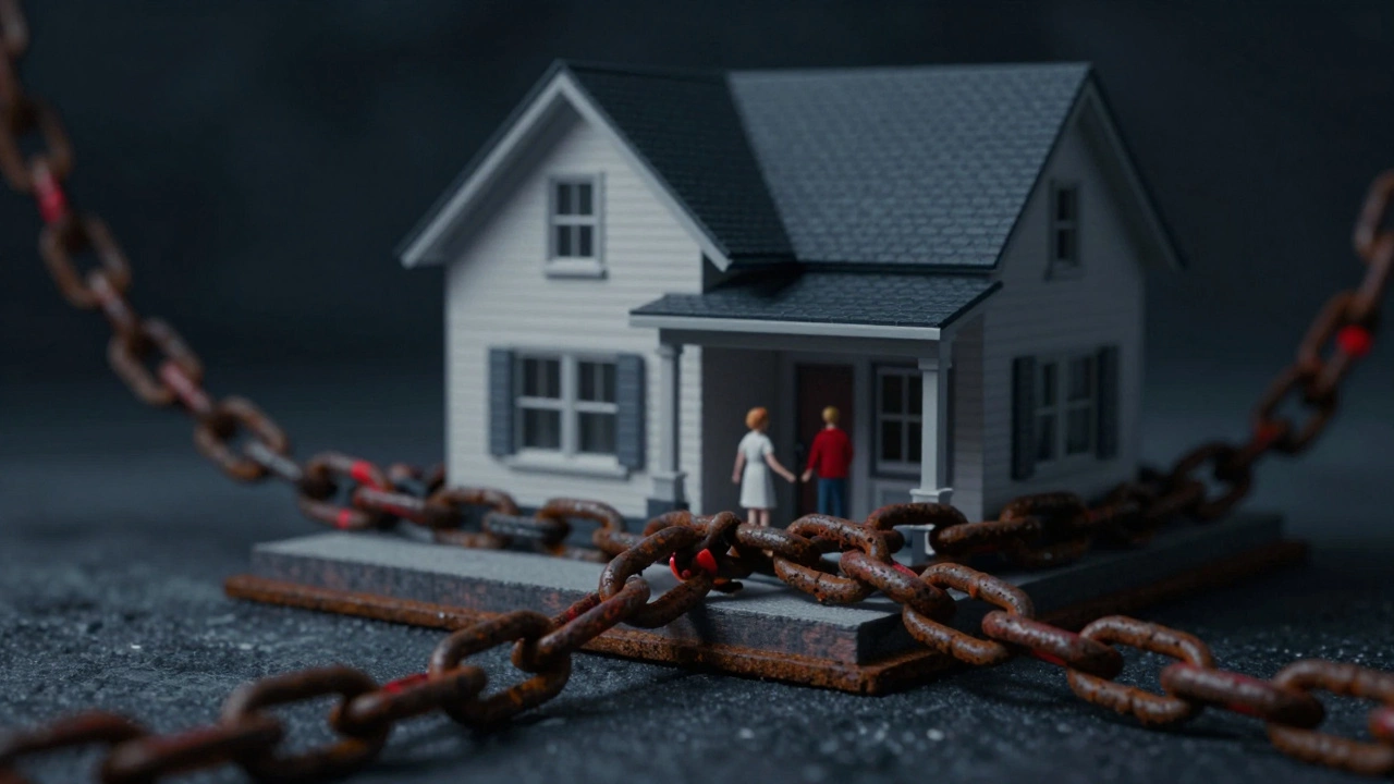 House chained up symbolizing the risk of losing collateral in secured loans