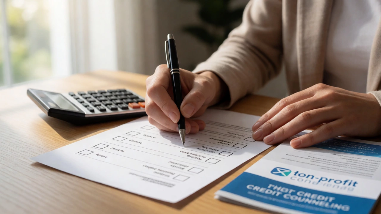 Hands checking off a financial audit list and organizing documents on a desk in natural light.