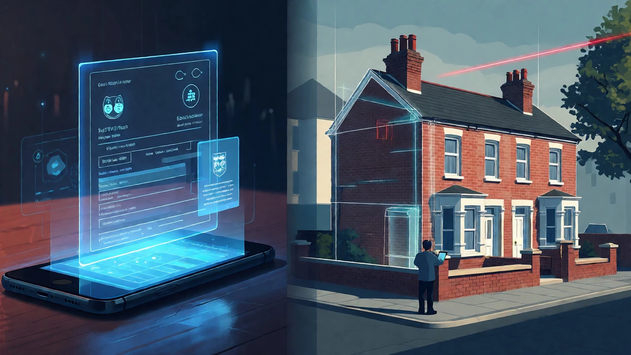 Digital visualization of credit report analysis and property valuation scan