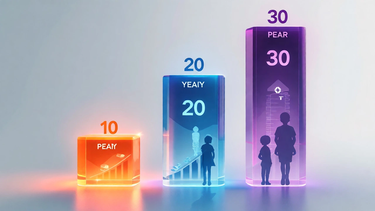 Three glowing pillars of varying heights illustrating laddered insurance coverage